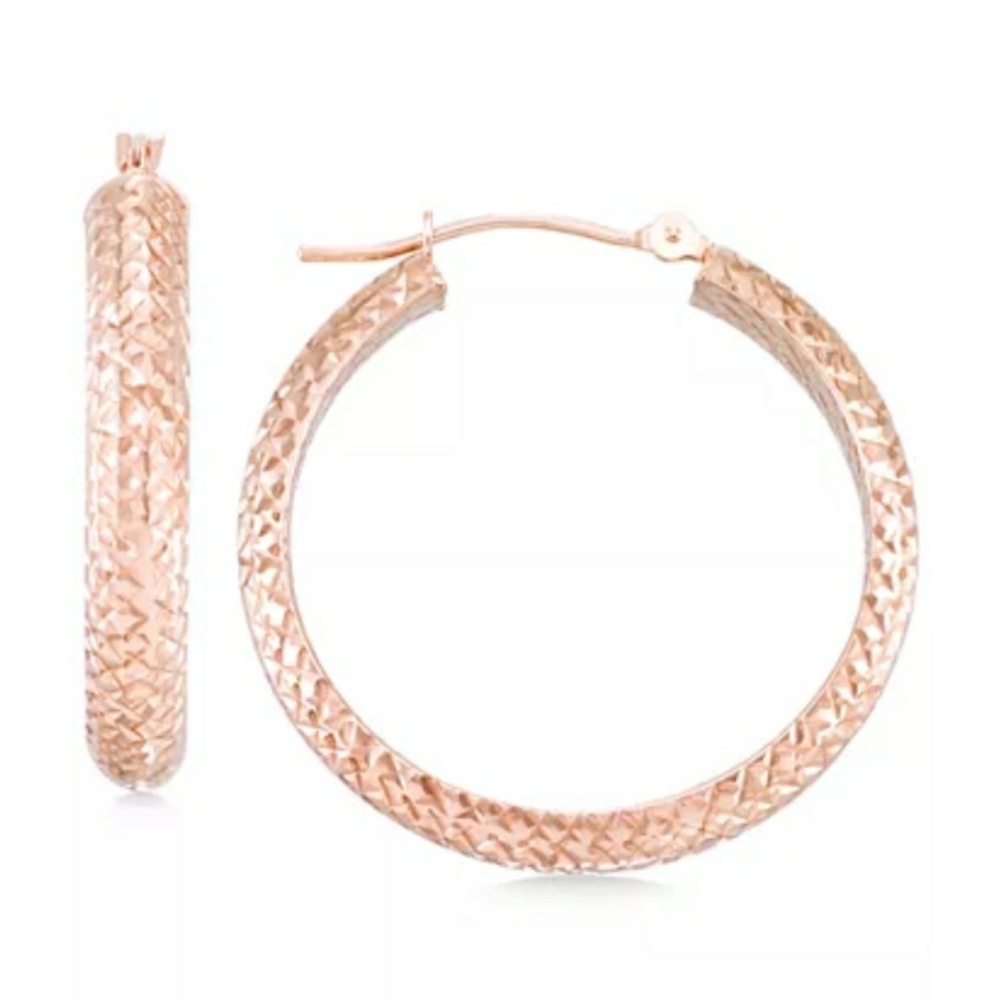 Nwt 10k Textured earrings in rose gold